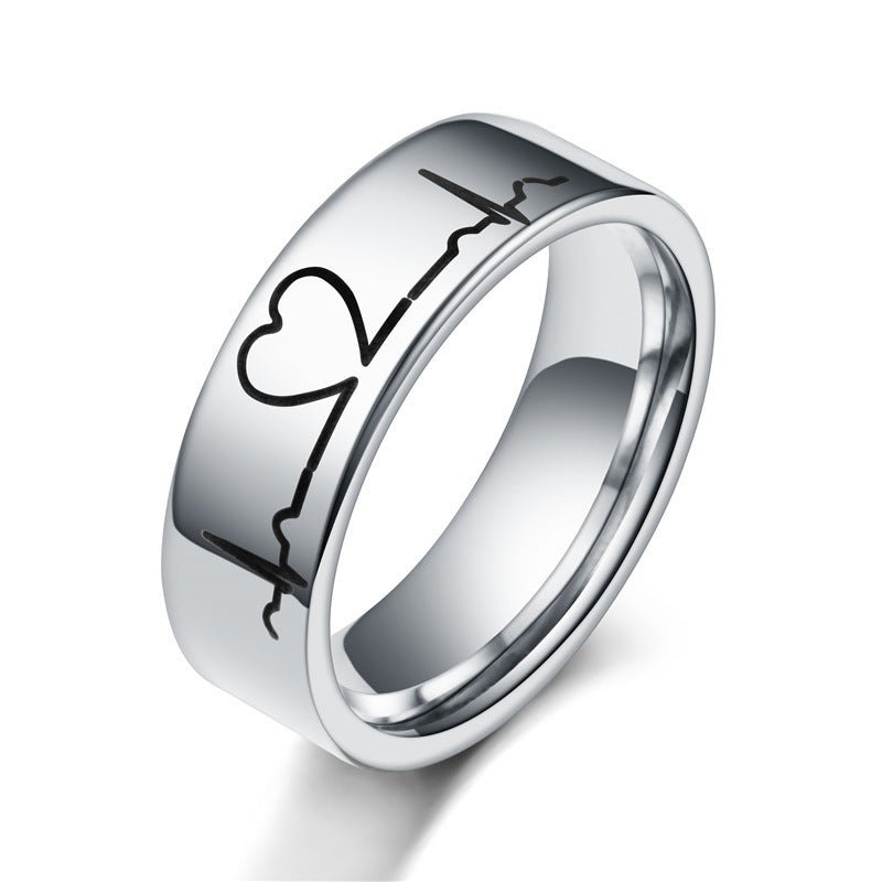 Stainless Steel Couple Rings Heart Promise His Hers 6mm 4mm