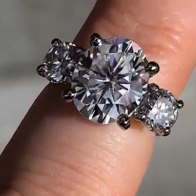 Oval Cut Fashion Ring Sparkling Zircon Brass And White Steel Construction Silver Ring For Women 6 Seven 8 9 10