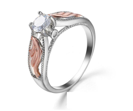 Unisex Ring Two Color Plated Zircon Inlaid Geometric Copper Base Platinum Plated Durable Jewelry Style Europe Fashion