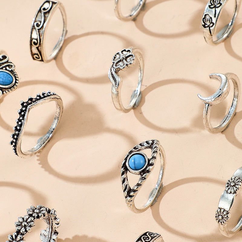 Turquoise Wave Ring Geometric Design Electroplated Alloy Metal Ring Elegant Look Fashion Jewelry Gift For Her Stylish