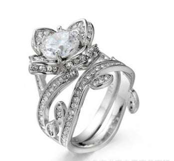 Creative Rose Zircon Jewelry Ring Elegant Flower Design Ring for Women Fashion Statement Ring Party Jewelry Gift for Her