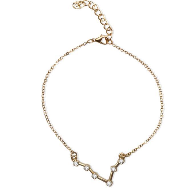 Crystal Constellation Bracelet For Women And Girls Adjustable Length Extender Chain Alloy Charm Everyday Style
