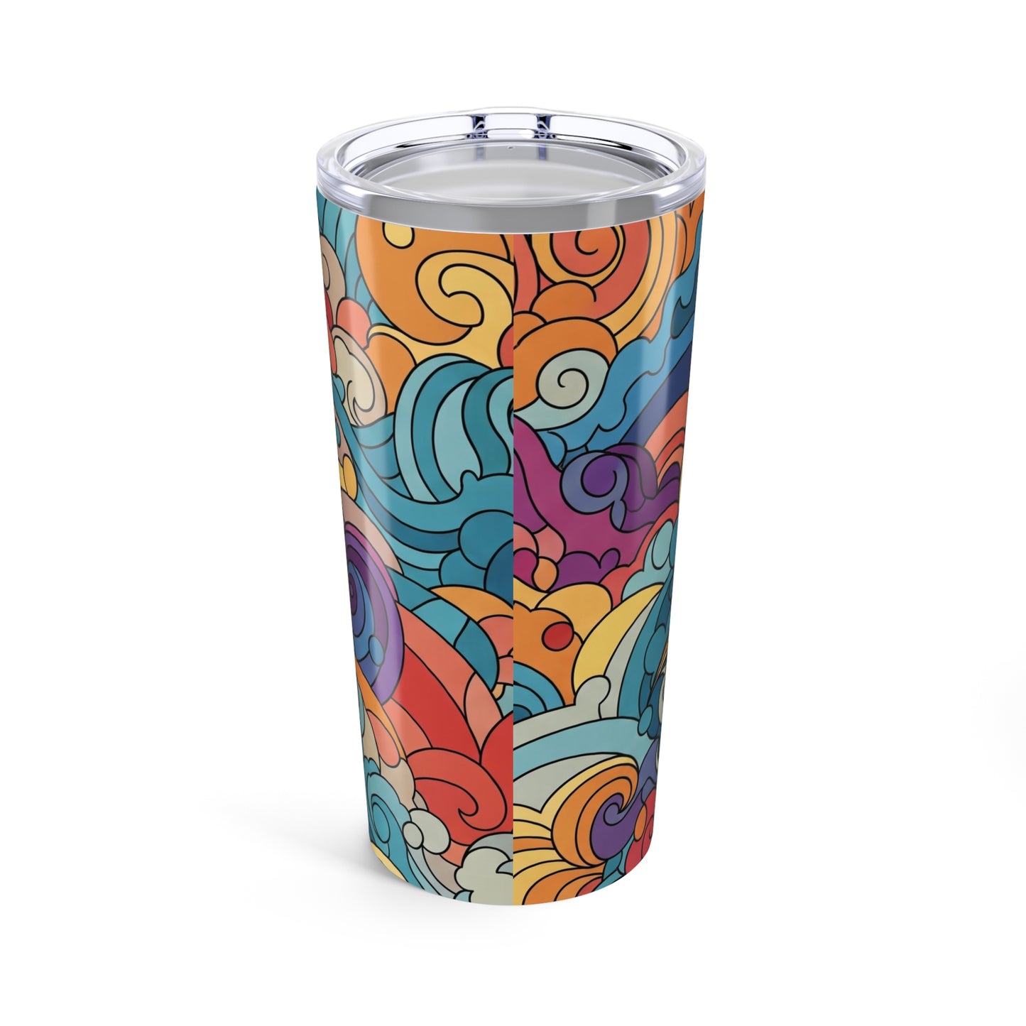 20 Oz Stainless Steel Tumbler With Printed Design Double Wall Vacuum Insulated Leak Proof For Hot And Cold