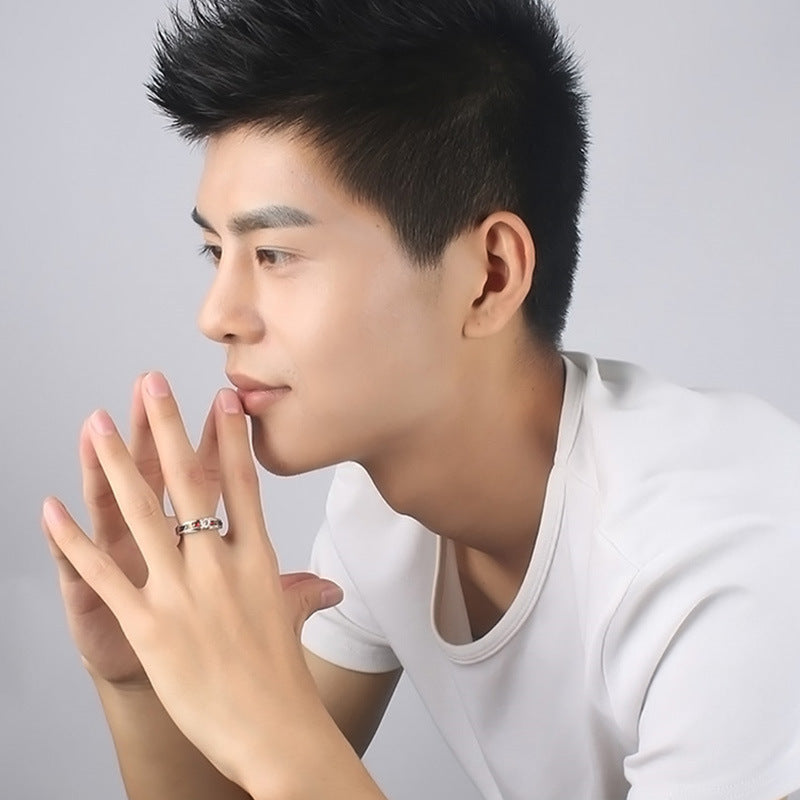 Unisex Diamond Colored Stainless Steel Ring Geometric Band Titanium Modern Design Statement Ring Fashion Items