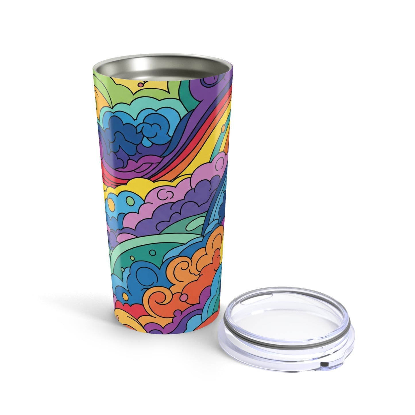 20oz Stainless Steel Travel Mug With Double Wall Vacuum Insulation Spill Resistant Pattern Vibrant Print Decorative