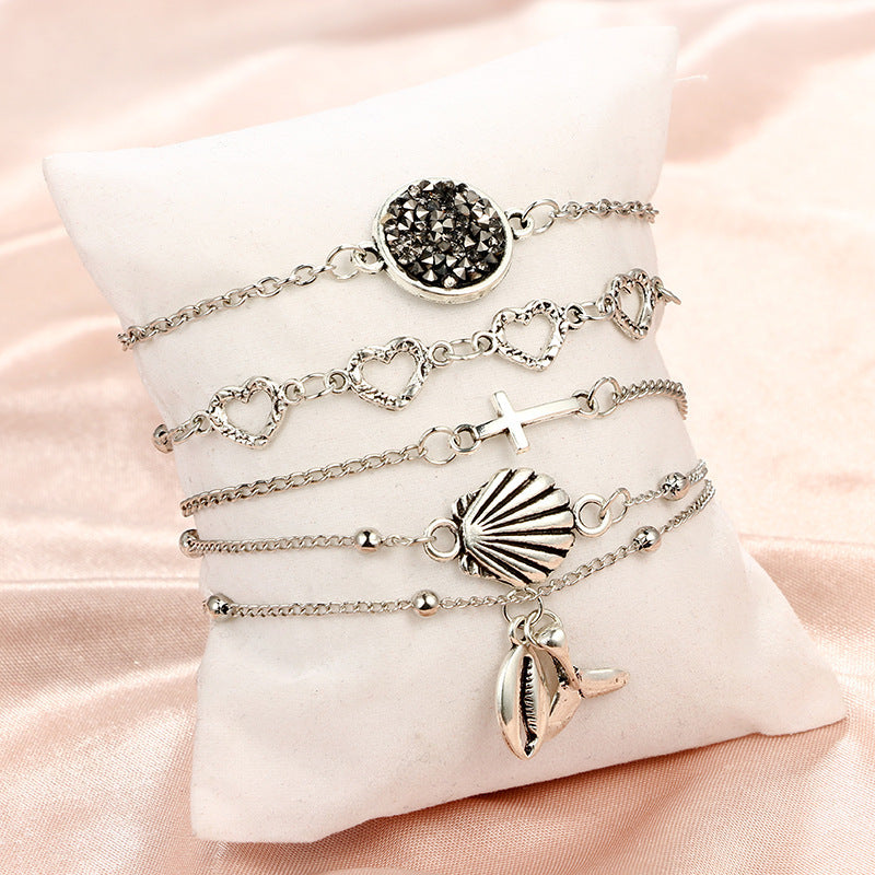 Womens Fishtail Shell Bracelet Boho Chic Jewelry Ocean Inspired Design Multi Layer Bracelet Alloy Bracelet Perfect for