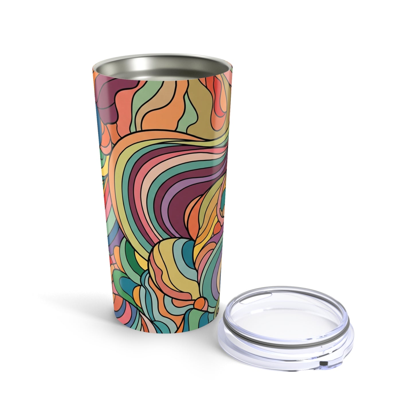 20 Ounce Stainless Steel Tumbler With Printed Design Double Wall Vacuum Insulation For Hot Or Cold Beverages