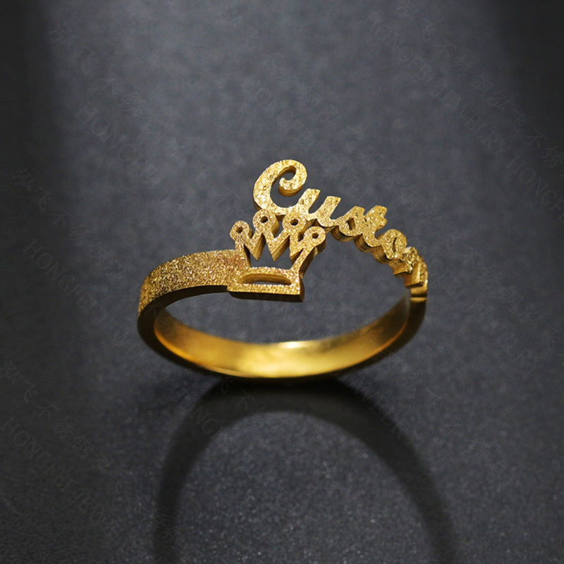 Womens Stainless Steel Ring Frosted Geometric Design Electroplated Fashion Jewelry Statement Ring Elegant For Women