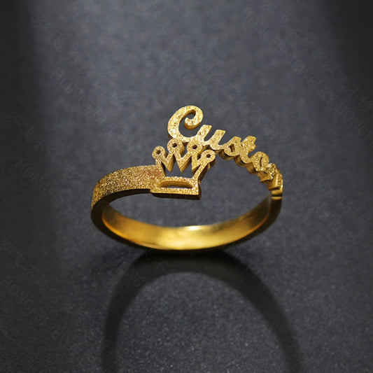 Womens Stainless Steel Ring Frosted Geometric Design Electroplated Fashion Jewelry Statement Ring Elegant For Women