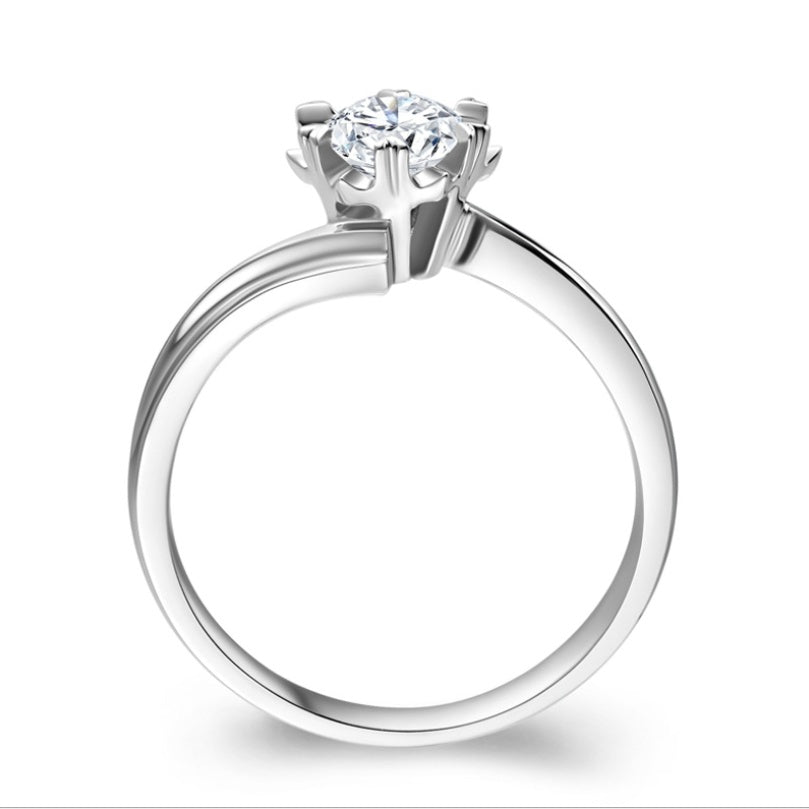 Gold Plated Zircon Ring With Inlaid Simulated Diamonds Twist Arm Cross Snowflake Heart Design For Women Gift Ready