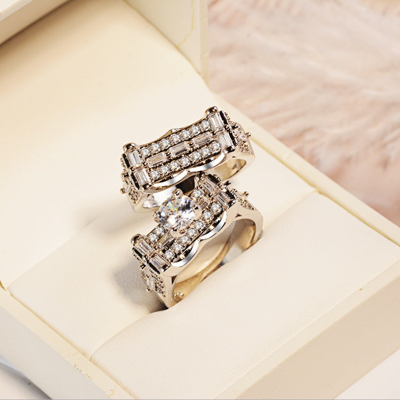 Womens Engagement Ring 8 Hearts 8 Arrows Simulated Diamond Gemstone Jewelry Gift for Anniversary Elegant Sparkle Silver