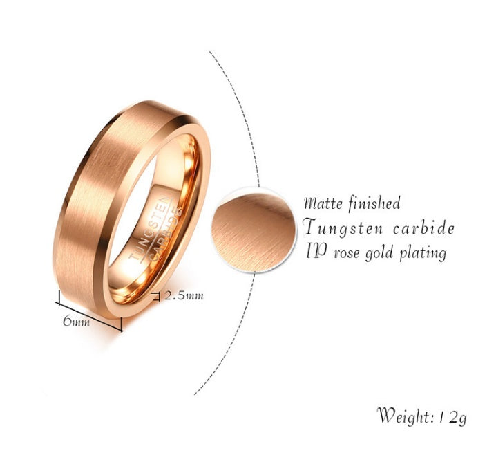 Tungsten Carbide Couple Rings Rose Gold Tone With CZ Stone Inlay For Engagement Wedding Anniversary Or Special