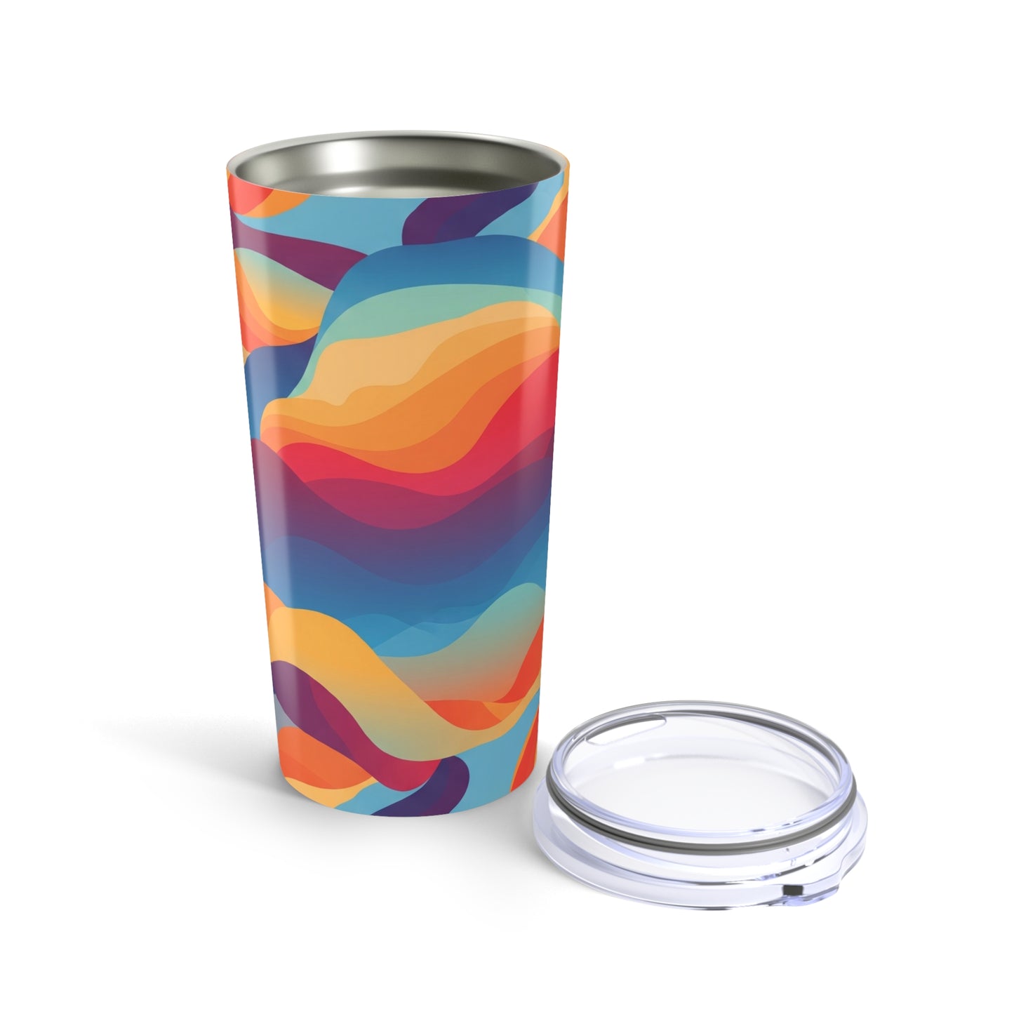 20oz Vacuum Insulated Tumbler With Printed Design Double Wall Stainless Steel With Spill Resistant Lid