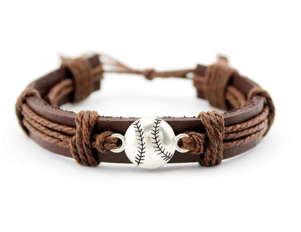 Unisex Hand Woven Leather Bracelet Adjustable Alloy Wax Rope Braided European American Fashion Jewelry Handcrafted Gift