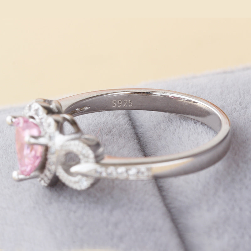 Sterling Silver Heart Ring With Inlaid Gems Womens Jewelry Elegant Love Design 925 Silverware Gift For Her Jewelry