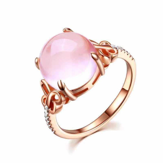 Pink Crystal Butterfly Ring Rose Gold Plated Copper Korean Inspired Dainty Elegant Jewelry for Her Special Day