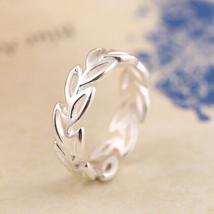 Leaf Design Hollow Ring Sterling Silver 925 Electroplated Jewelry For Women Korean Inspired Accessory Everyday Wear