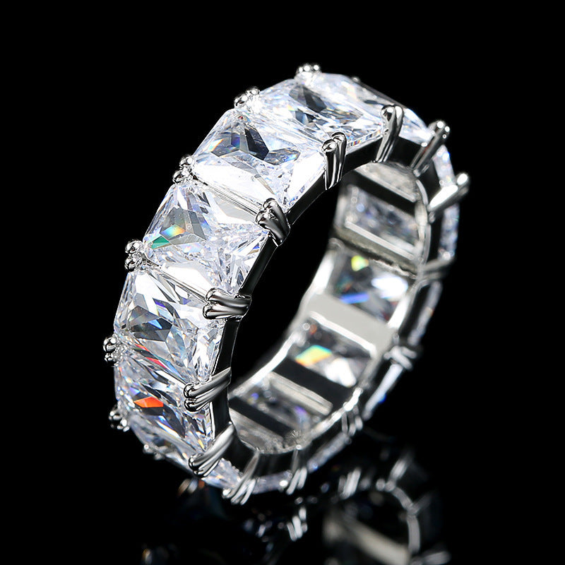 Fashion Bright Diamond Square Gemstone New Ring Women