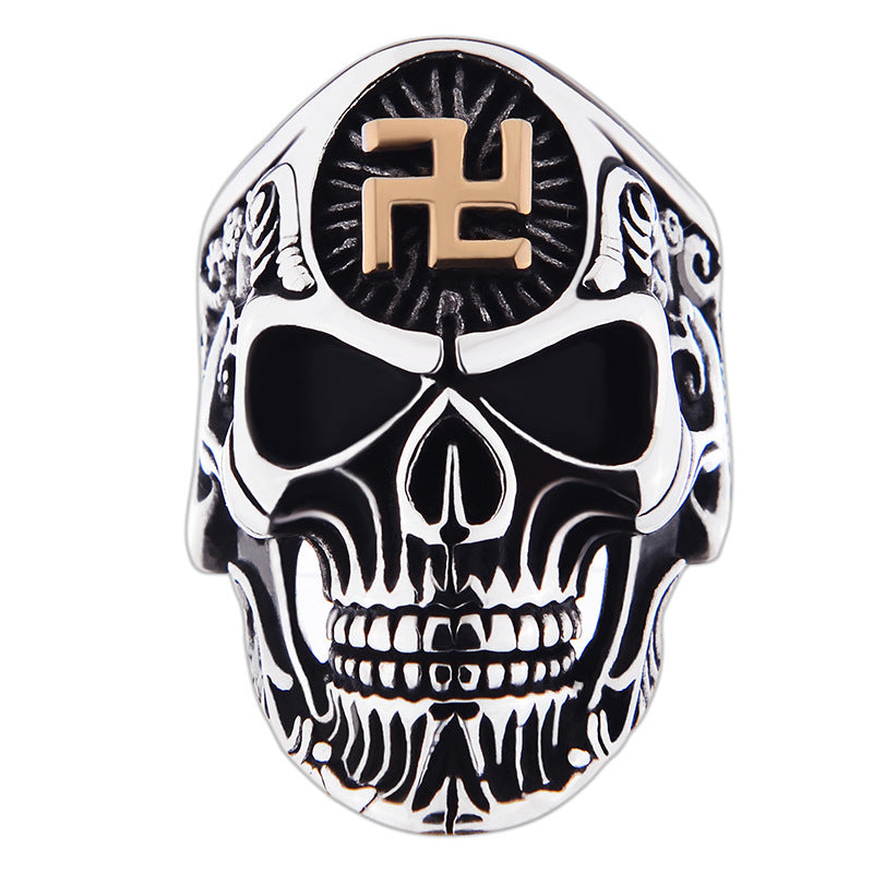 Gothic 4D Skull Ring Metal Vintage Biker Jewelry For Men