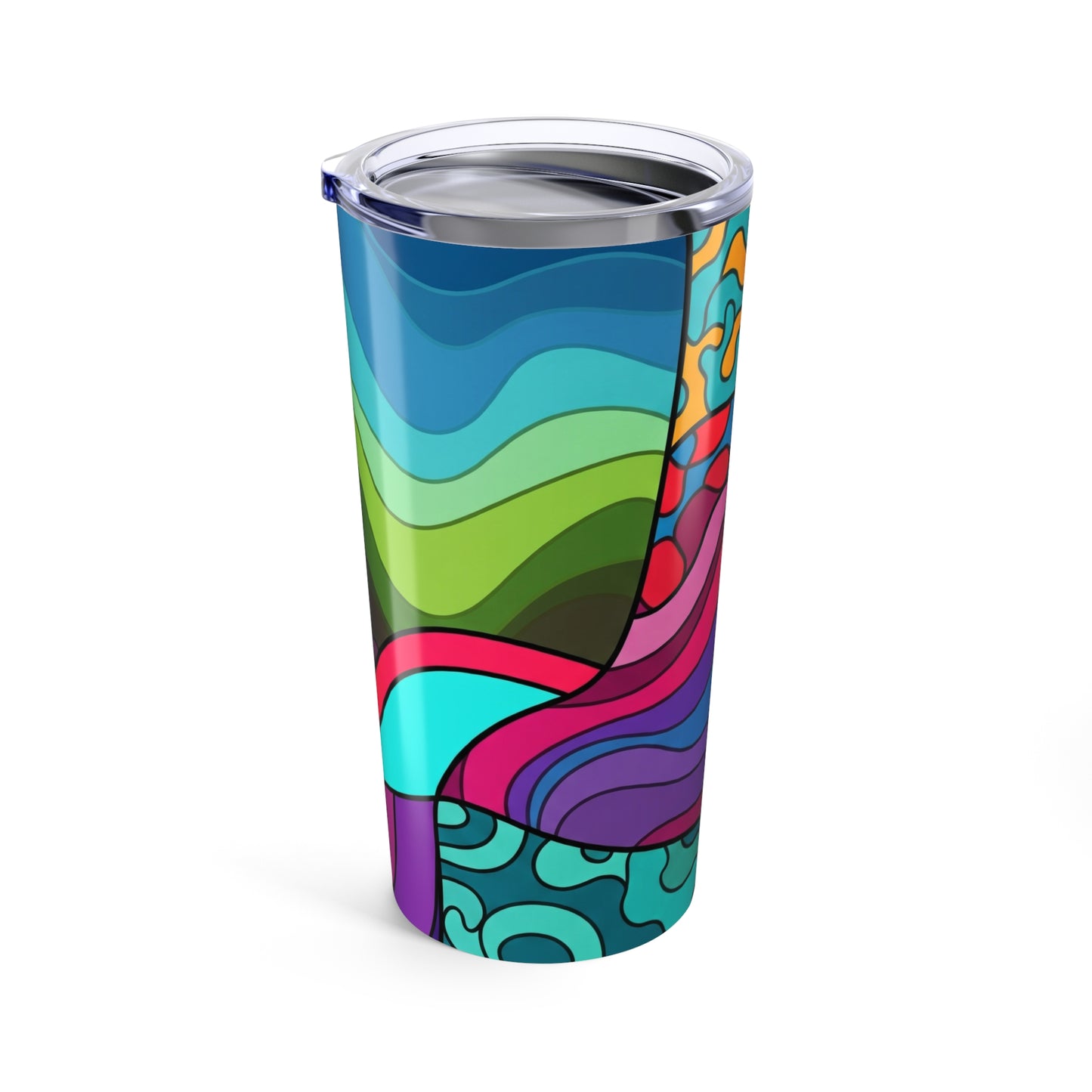 20 Ounce Stainless Steel Tumbler With Double Wall Insulation Spill Resistant And Printed Design For Travel On The