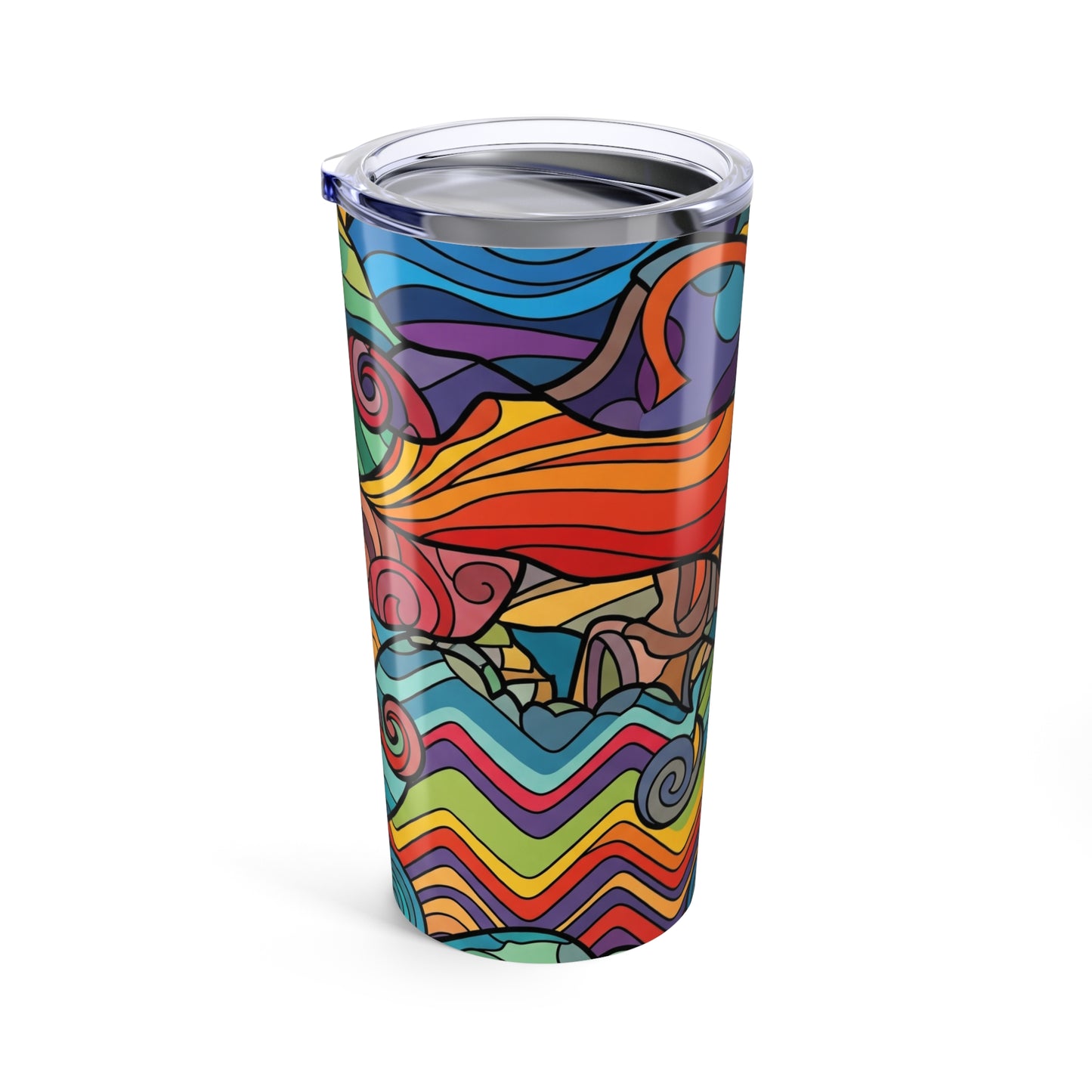 20oz Stainless Steel Tumbler With Printed Design Double Wall Vacuum Insulated Travel Mug Spill Resistant Coffee Cup