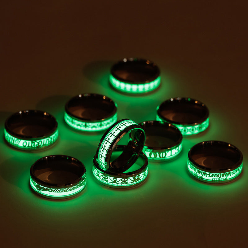 Luminous Titanium Steel Ring Glow In The Dark Unisex Bands For Men Women Durable Fashion Jewelry Gift Everyday