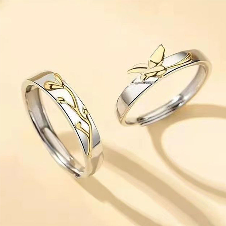 Couple Rings Matching Set Fashion Minimalist Geometric Copper Ring For Him And Her With Bird Design Collection