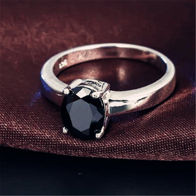 Black Agate Zircon Ring Metal Wedding Ring Elegant Stylish National Style Jewelry For Women Everyday Wear Fashion