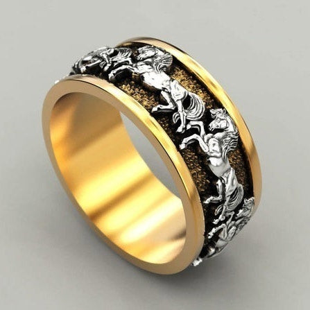 Geometric Wrapped Silver Ring Alloy Mosaic Inlaid Gemstones For Unisex Jewelry European And American Style Art