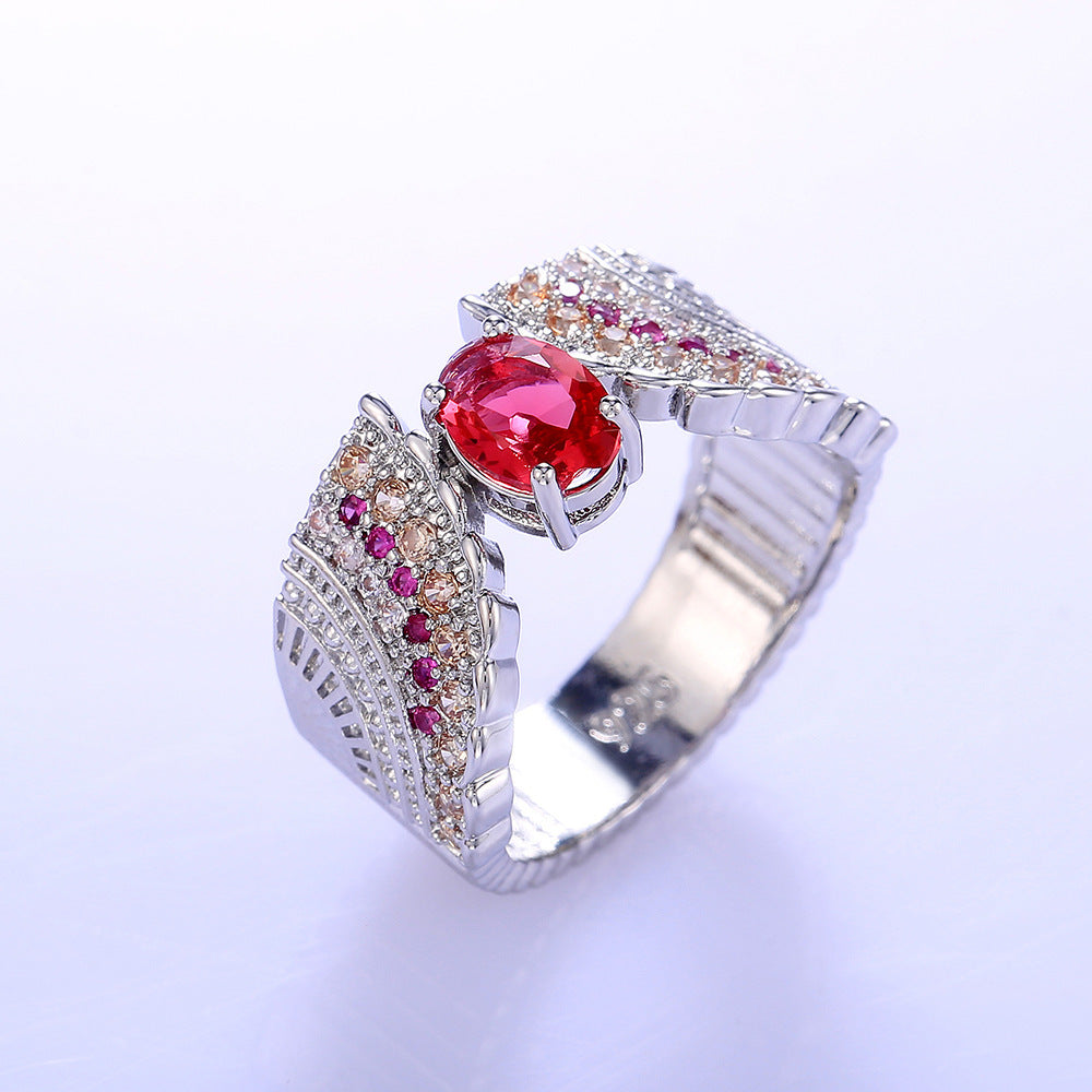 Zircon Inlaid Ring Gold Plated Copper Geometric Design Jewelry For Her Elegant Fashion Accessory Perfect Holiday Gift