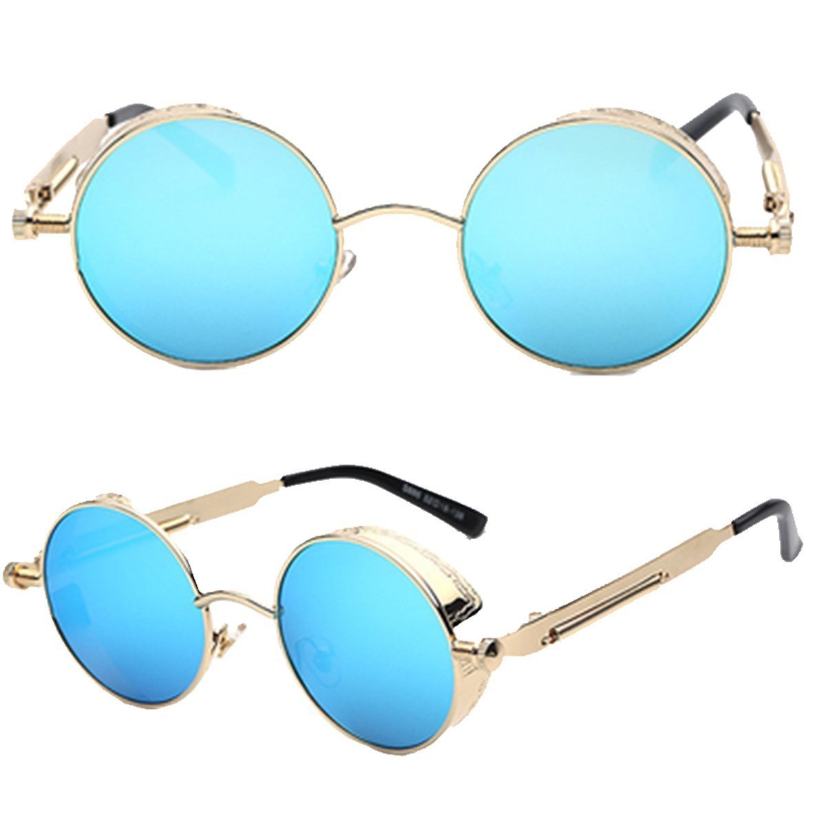 Vintage Round Sunglasses Metal Frame UV400 Protection High Definition Lenses Spring Hinges for Men Unisex Bold