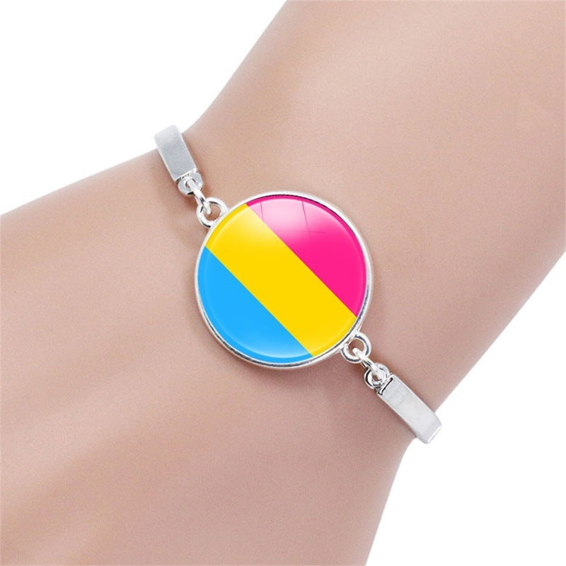 Rainbow Gem Alloy Bracelet Adjustable Clasp Lightweight Travel Keepsake Gift for Anniversary Jewelry Colorful Gem