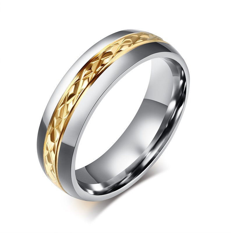 Titanium Steel Gold Plated Couple Ring Geometric Design For Couples Electroplate Jewelry Gift Ready For Lovers