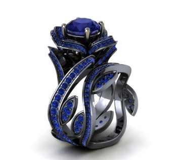 Womens Rose Zircon Floral Ring Copper Silver Plated Artificial Gemstone Inlay Elegant Fashion Jewelry Chic Gift