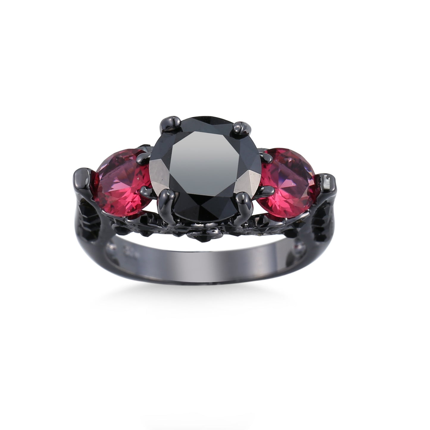 Copper Zircon Ring Mosaic Geometry Jewelry Black Rose Red Plating Platinum Size 6 7 8 9 10 Elegant Copper Ring