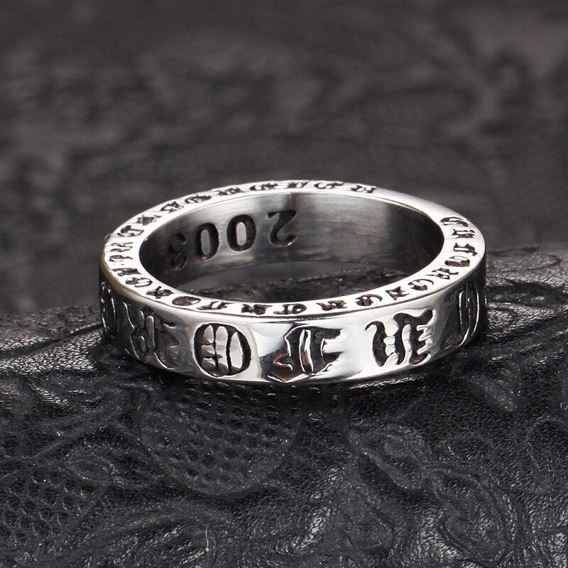 European And American Retro Six-Character Mantra Men's Ring
