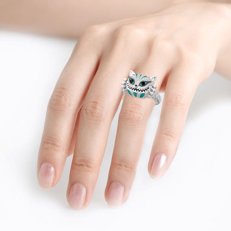 Womens Diamond Drop Skull Cat Ring Electroplated Alloy Inlay Gem Stone Jewelry Fashion Oil Gem Stone Jewelry Fashion