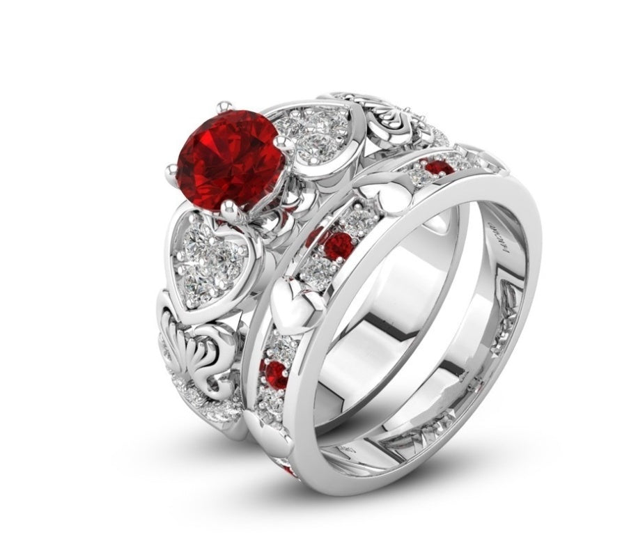 Double Layer Ring With High Grade Zircon Stones White Gold Plated Fashion Jewelry For Women Girls Elegant Luxe