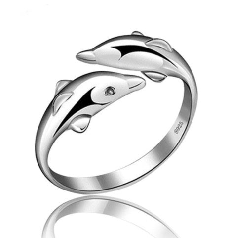 Ocean Inspired Dolphin Tail Ring Sterling Silver For Women Travel Keepsake Jewelry 925 Memorial Gift Idea For Her