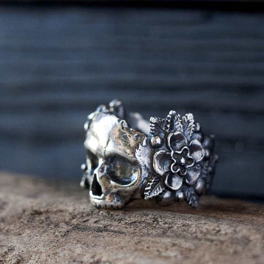 Electroplated Metal Skull Headband With Flower Vintage Ghost Headpiece Hair Accessory Individually Packed Gift