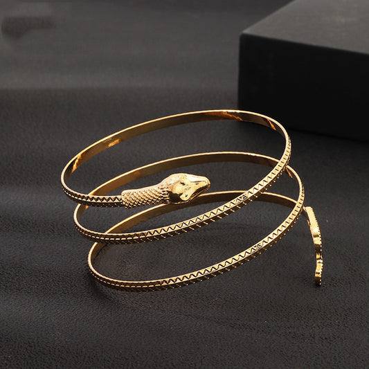 Snake Bracelet For Women And Girls Alloy With Artificial Gemstone Inlay European Design Trendy Bangle Jewelry Accessory