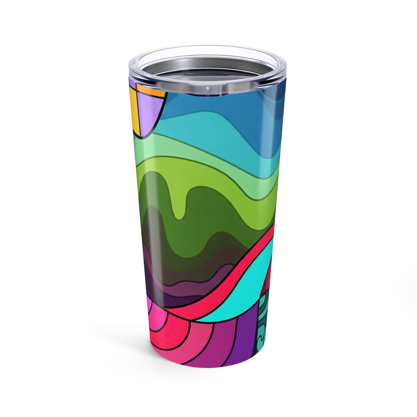 20 Ounce Stainless Steel Tumbler With Double Wall Insulation Spill Resistant And Printed Design For Travel On The