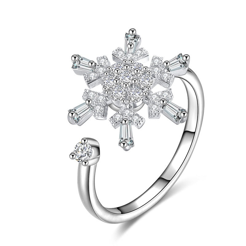 Rotating Fidget Ring Zircon Inlaid Geometric Spinner Jewelry Copper Plated Durable For Stress Relief Smooth Spin Action