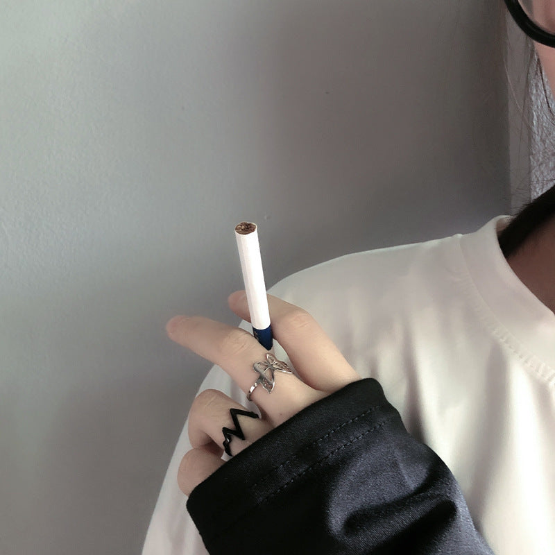 Unisex Adjustable Titanium Steel Ring With Butterfly Bow Design For Couples Birthday Gift Individually Wrapped