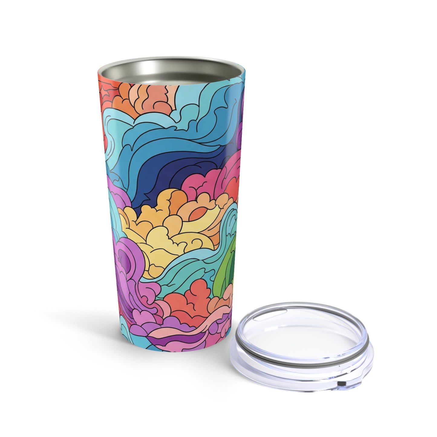 20 Oz Stainless Steel Tumbler With Vacuum Insulation Spill Resistant Printed Dishwasher Safe For Hot Cold Drinks