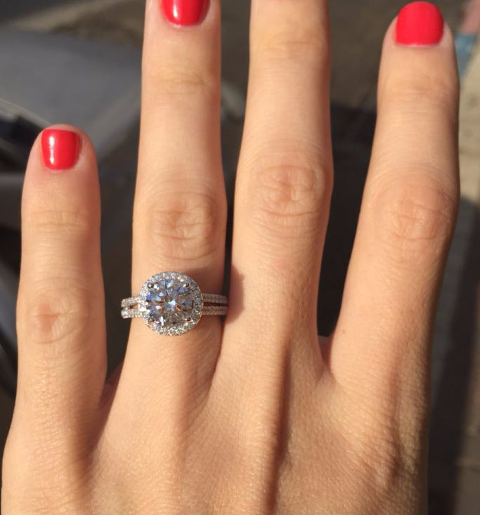 Gold Plated Zircon Six Claw Diamond Ring For Women European American Style Jewelry Elegant Sparkle Durable Brass Core