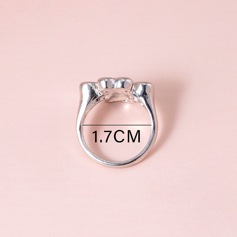 Four Leaf Clover Ring Enamel Zinc Alloy Plant Shape Vintage Fashion Jewelry Gift for Women Men Daily Wear Classic Shine