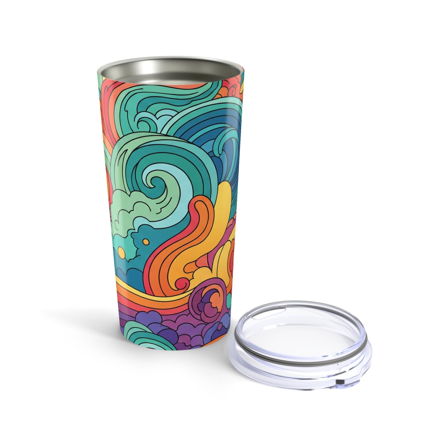 20oz Steel Tumbler With Printed Graphic Double Wall Vacuum Insulation Leak Proof Lid For Hot Or Cold Beverages