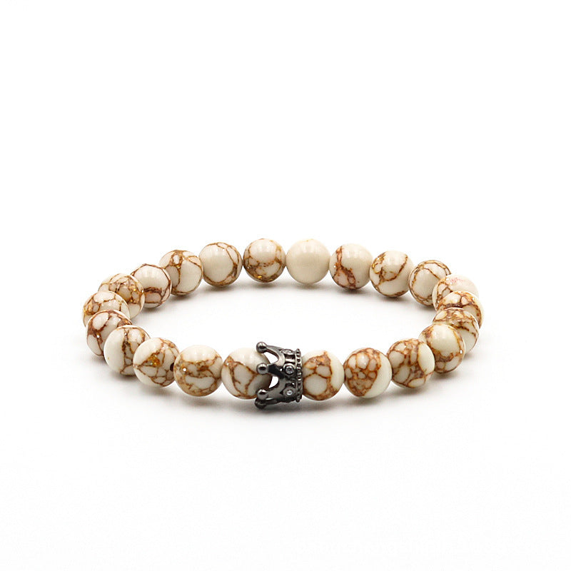 Unisex Natural Stone Bracelet Crown Beaded Jewelry for Radiation Protection European Style Fashion Accessory Trend