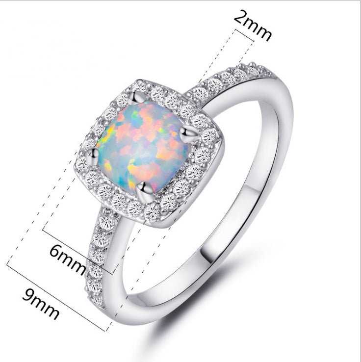 Opal Ring For Women And Girls Metal Band Jewelry Elegant Gemstone Ring For Anniversary Or Engagement And Shine